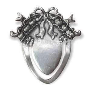 vtg Elias Artmetal, INC Fine Pewter neoclassical heart bookmark